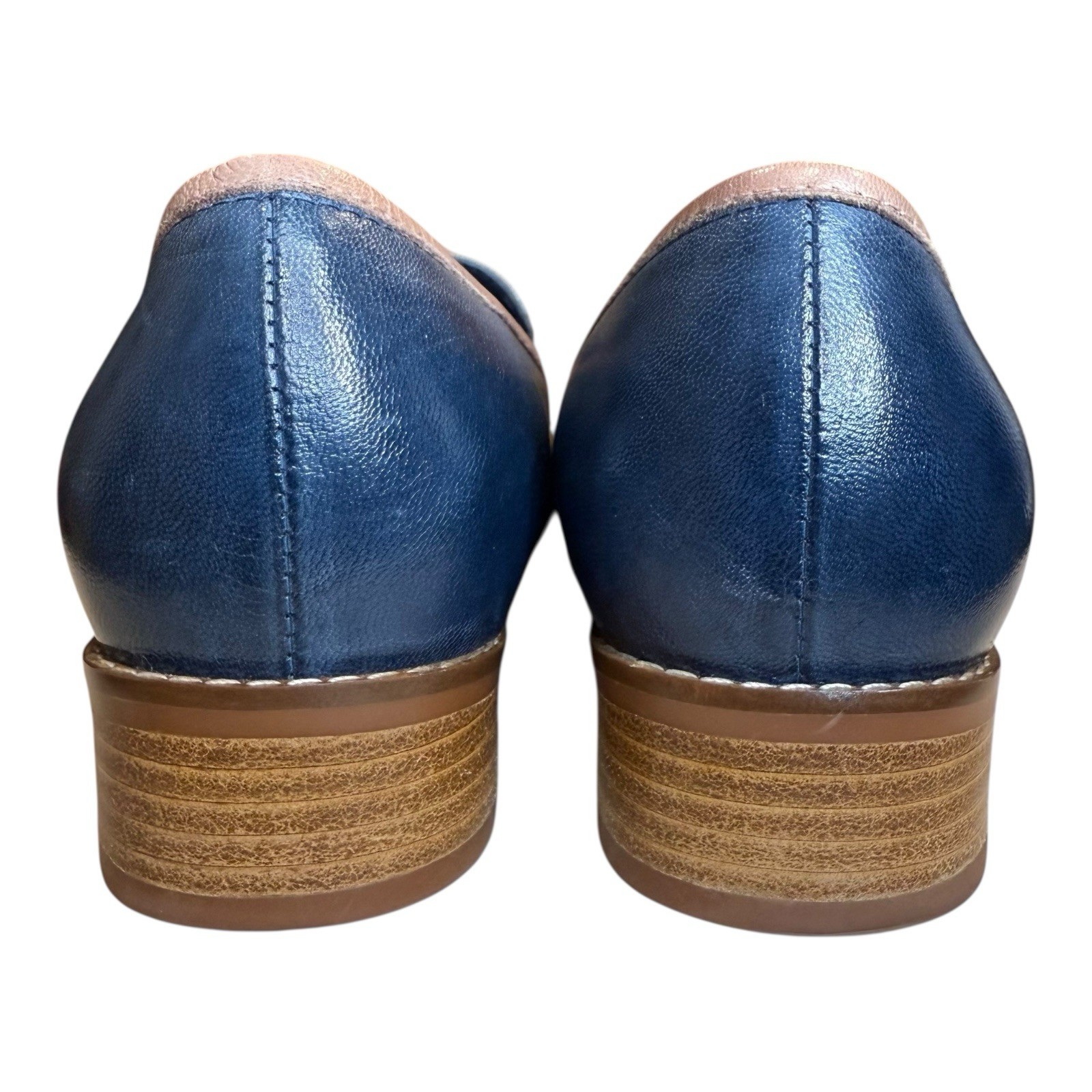 Mona Flying Blue Brown Gray Penny Loafer Flats Slip On Shoes US 9 EU 41