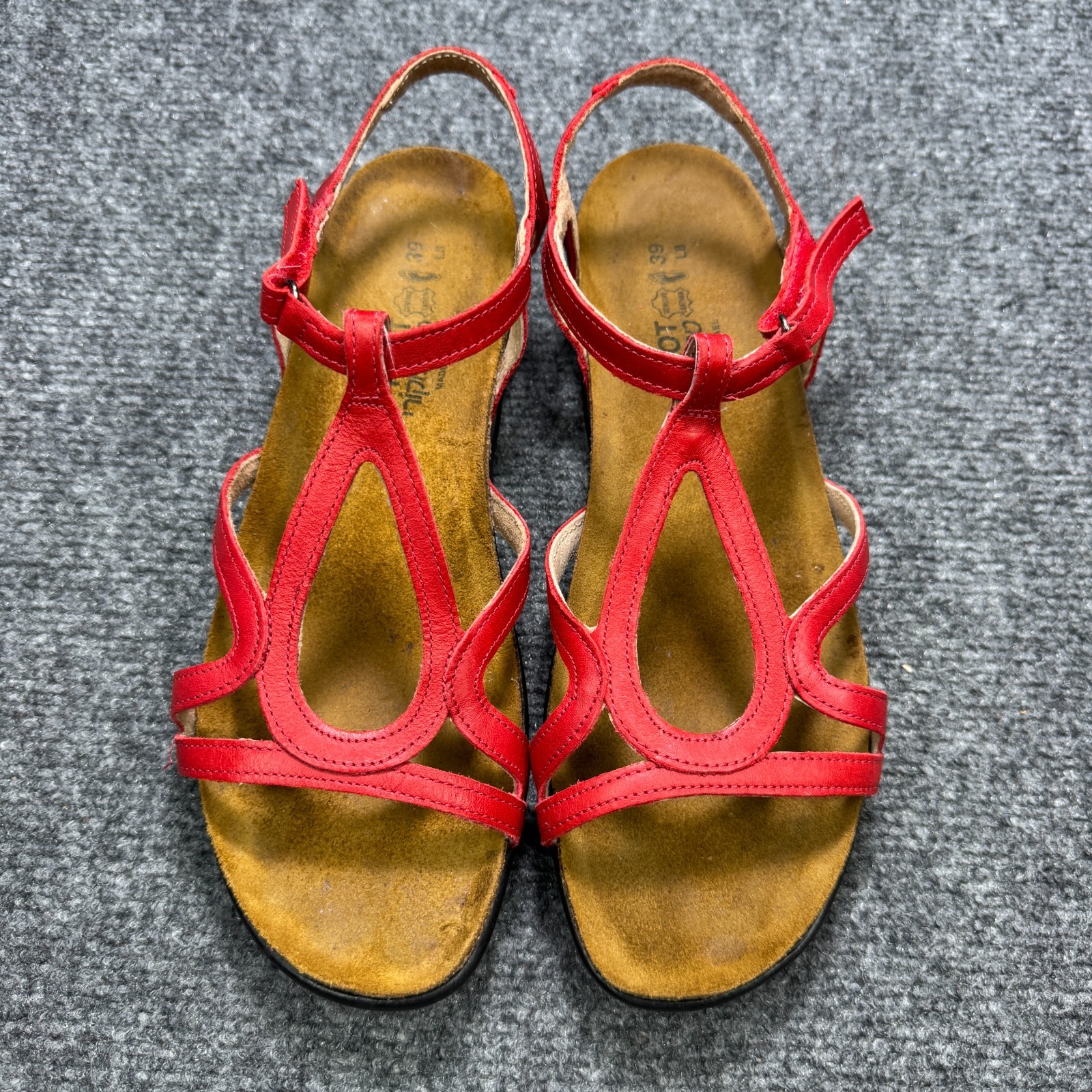 Naot Dorith Sandals Womens 8 Red Leather Strappy Slingback Cushion