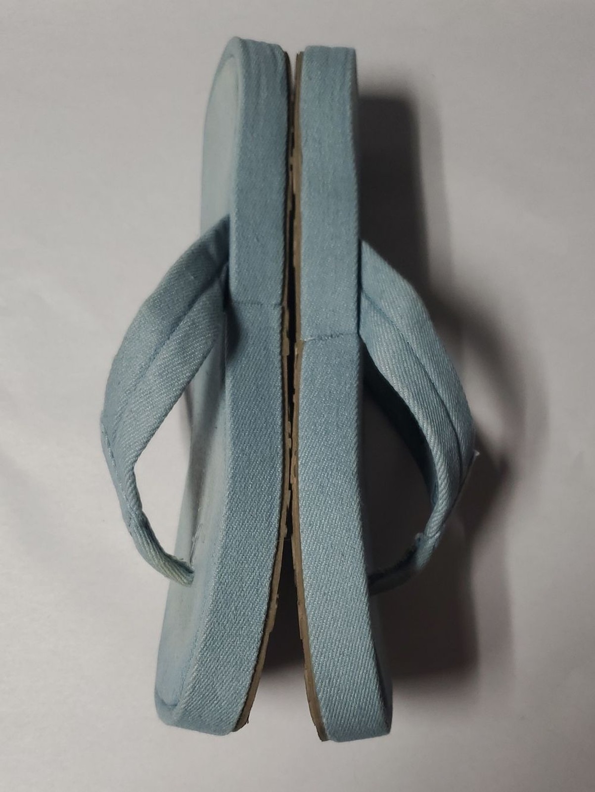 Aerie Sqaure Toe Light Blue Denim Fabric Platform Flip Flop Sandals Size 8 Y2k