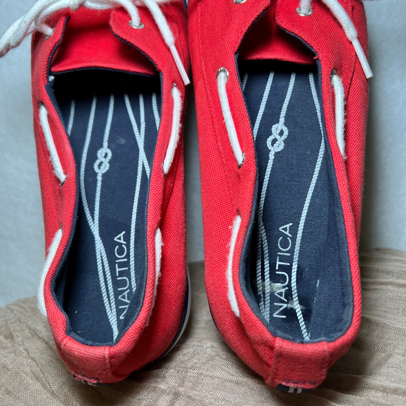 Nautica Pinecrest A Red Coastal Fisherman Nautical Americana Boat Shoes Woman 9