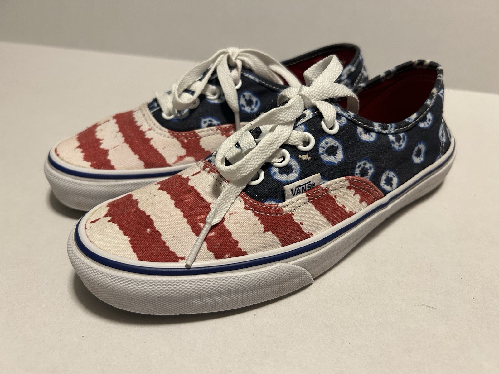 RARE Vans Off The Wall American Flag Patriotic Shoes Mens Size 6, Womens 7.5