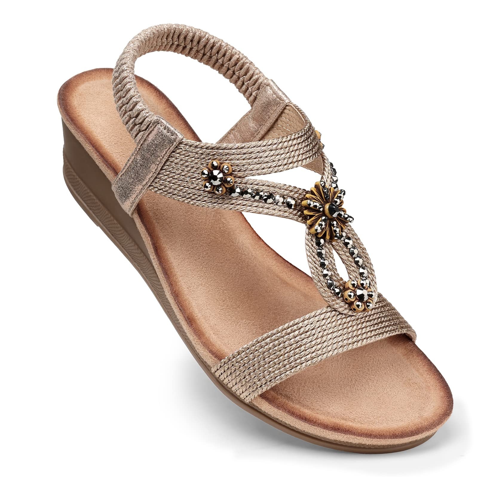 SHIBEVER Womens Wedge Sandals Low Heel – Sz 9