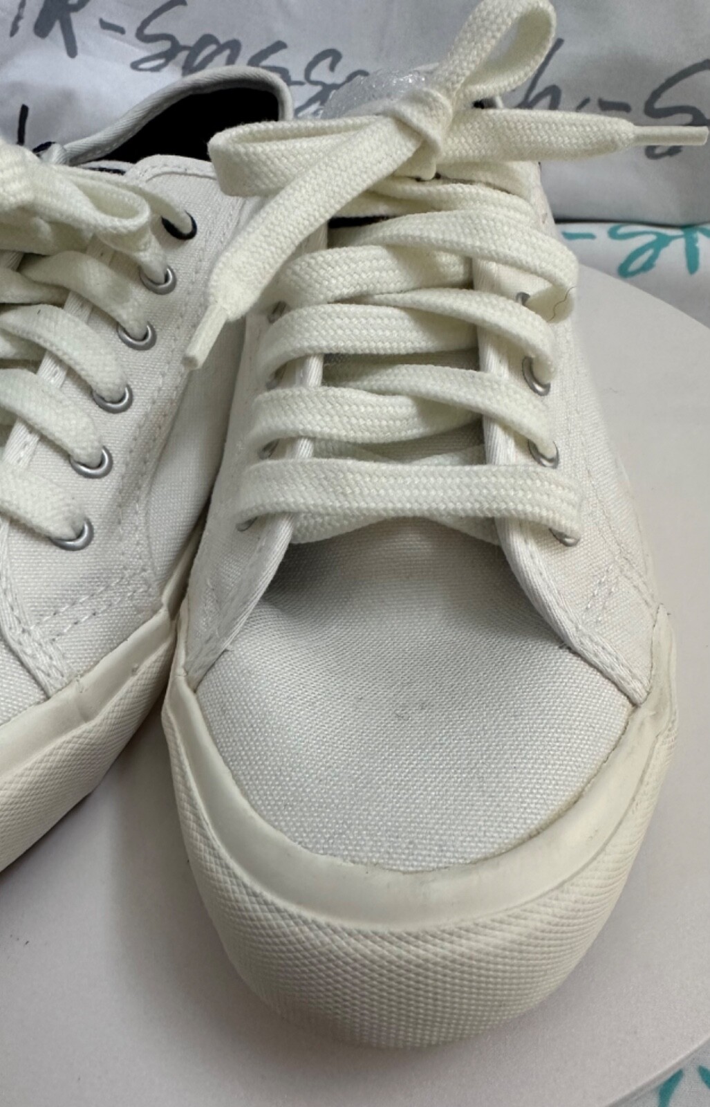 Women Joules USA White Organic Coast Pump Lace Up Sneakers Size US 6 Euro 37 NEW