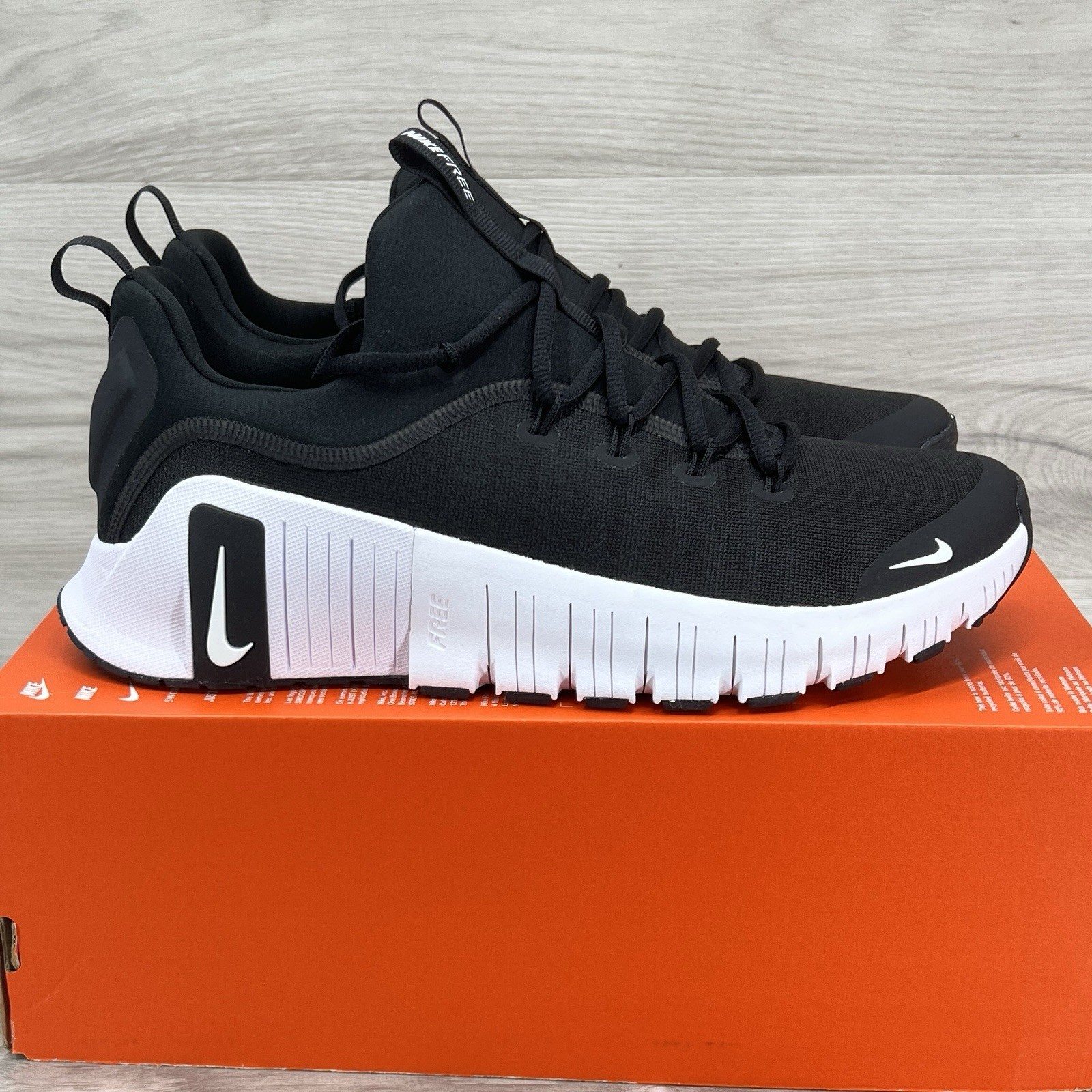Nike Free Metcon 6 Black White Women’s 10.5 / Mens 9 Running Shoe nby FJ7126-001