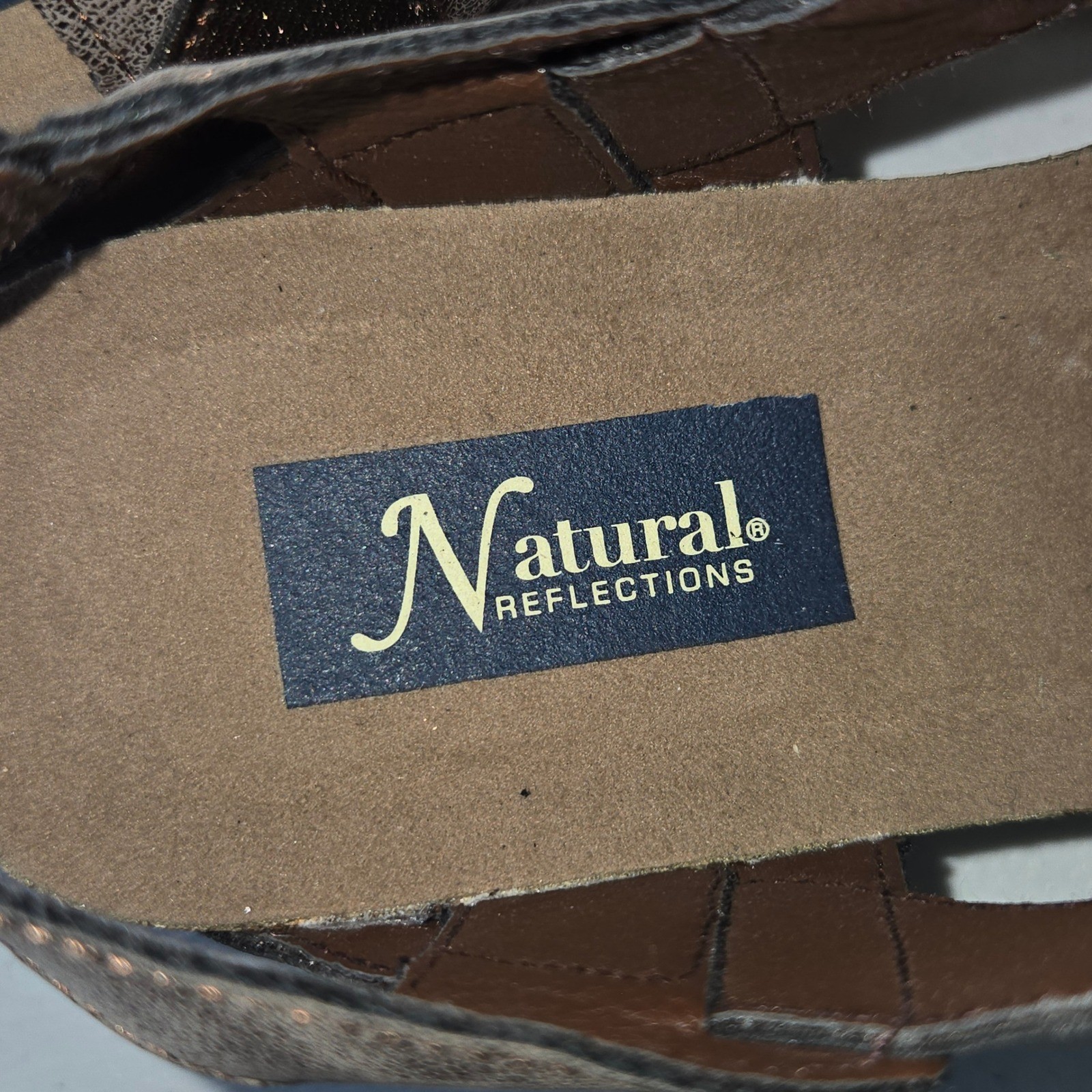 MISMATCH SIZES Natural Reflections Sanra Leopard Wedge Sandals left 8 right 7