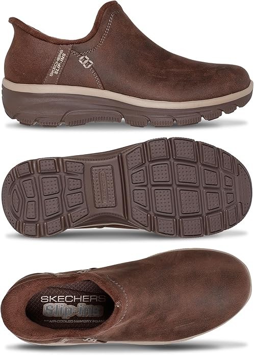 Skechers Women’s Easy Going Modern Hour Slip-Ins Ankle Boot Winter Shoes, Brown