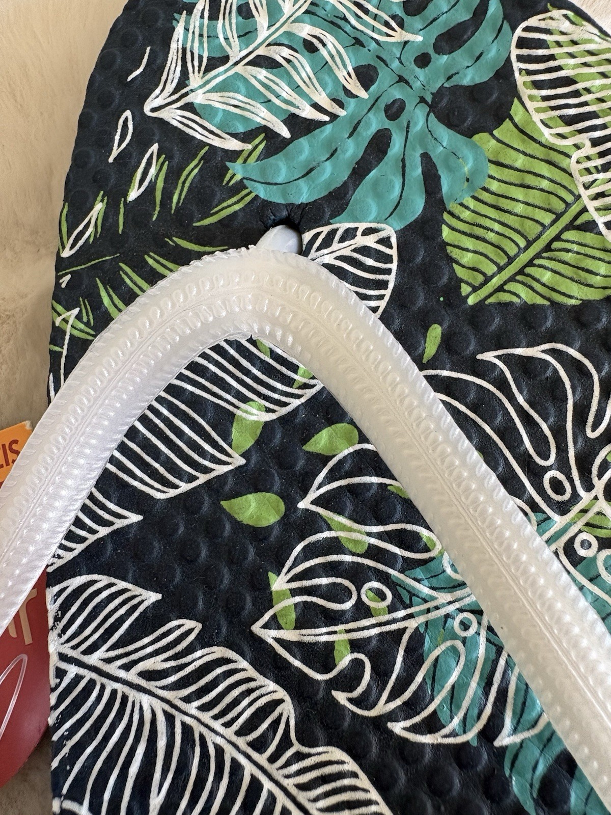 Juncture Women’s Flip Flops Sandals Tropical Leaf Print White Straps Size M 7/8