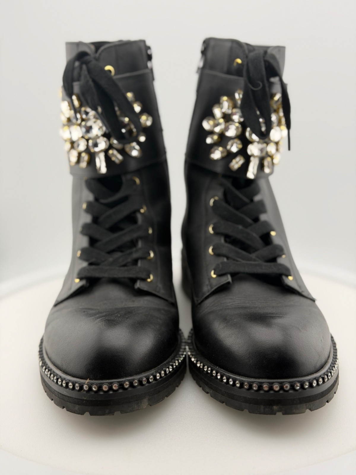 Kurt Geiger Black Zip Boots with Rhinestones size 40