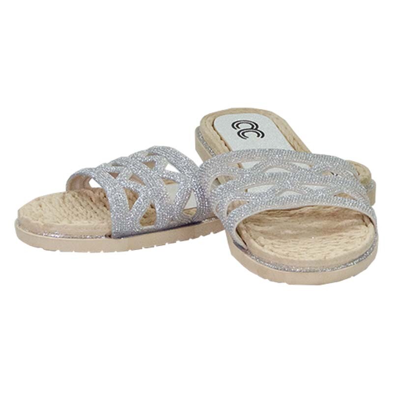 Women’s Summer Sandals Glitter Flat Slipper Slides Slip-On Sequin Beach Shoes