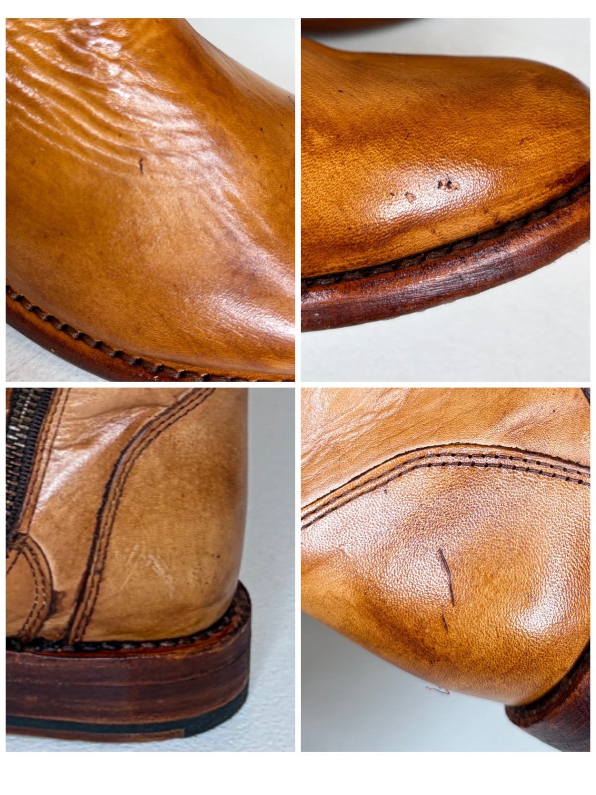 BED STU Tess Tan Distressed Leather Tall Riding Boots BedStu Size 7.5