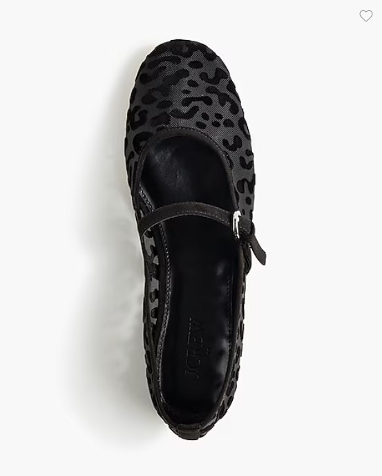 New J Crew Leopard Mesh Mary Jane Flat Black 6 6.5 7 7.5 8 8.5 9 Rubber Sole