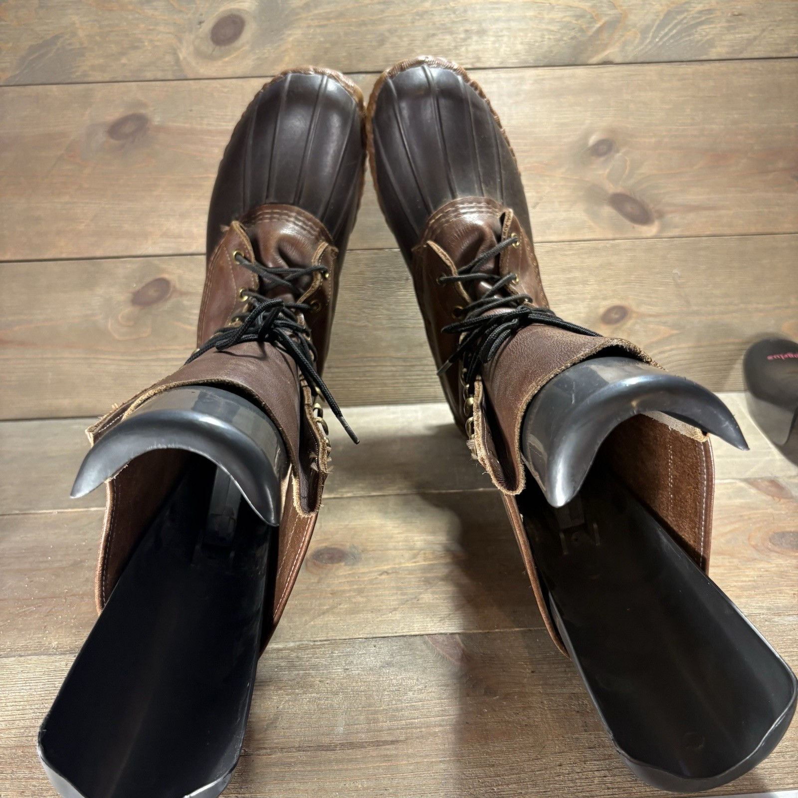 Ll bean duck boots womens size 7 shoes brown tall leather waterproof hunting