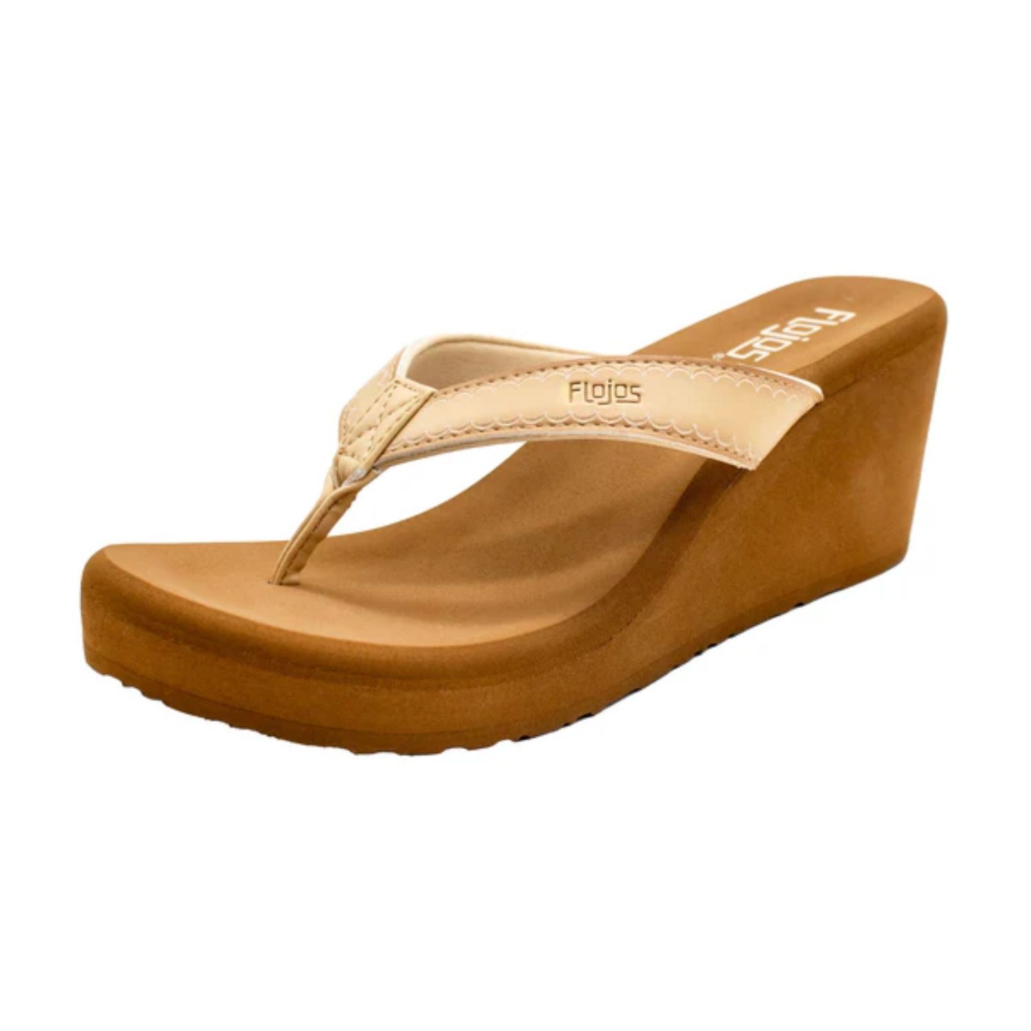 Flojos Womens Olivia Vintage Wedge Heel Thong Sandal, Ivory