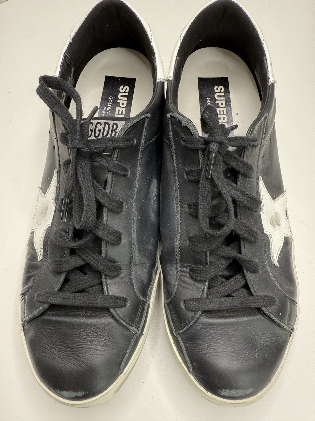 Golden Goose Super-Star Leather Sneakers in Black and White Size 41