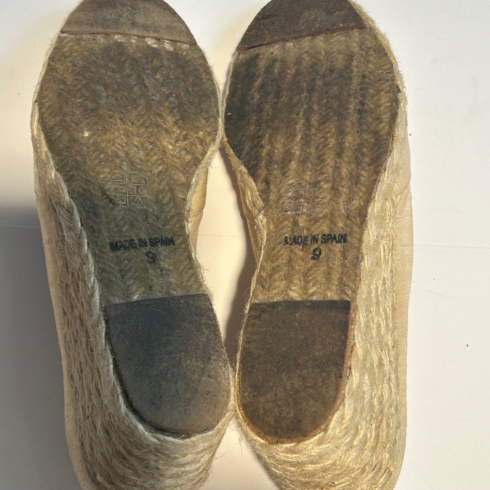 Lauren Ralph Lauren Cecilia Parchment Shantung Espadrille Wedges Gold 9B Spain
