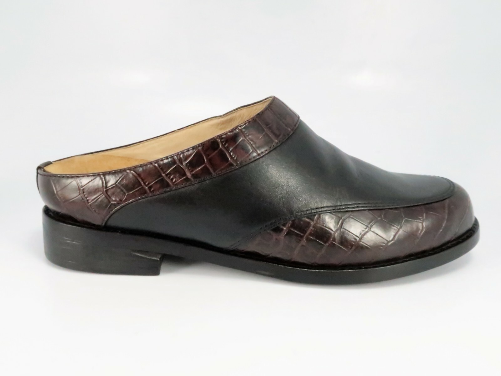 Ariat ATS Apron-Toe Mules Womens Size 6.5B Black & Brown Leather Slides Clogs