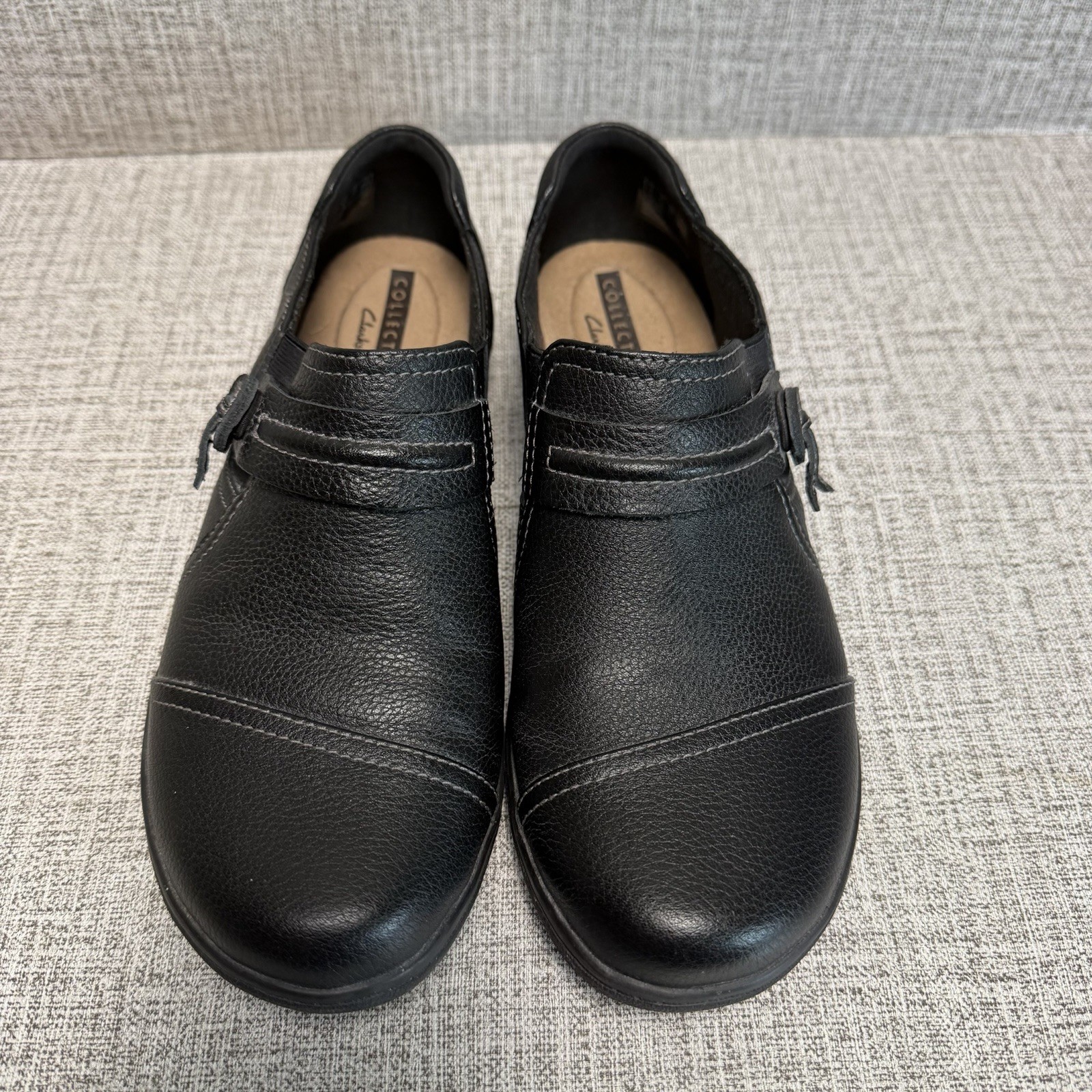 Clarks Shoes Womens Sz 6.5 Black Slip On Casual Comfort 15807 Cheyn Madi