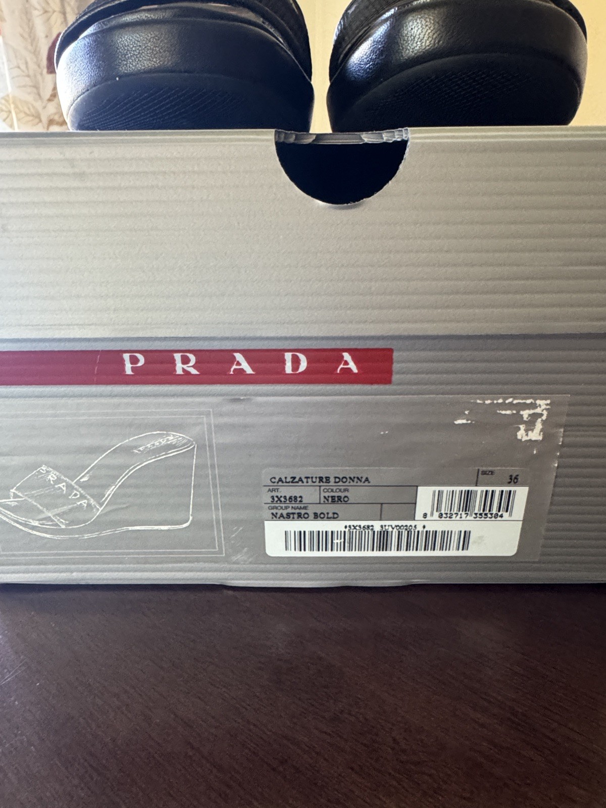NEW AUTHENTIC PRADA BLACK SLIDE WEDGE HEELS WITH BOX SIZE 6 36 RETAIL $400