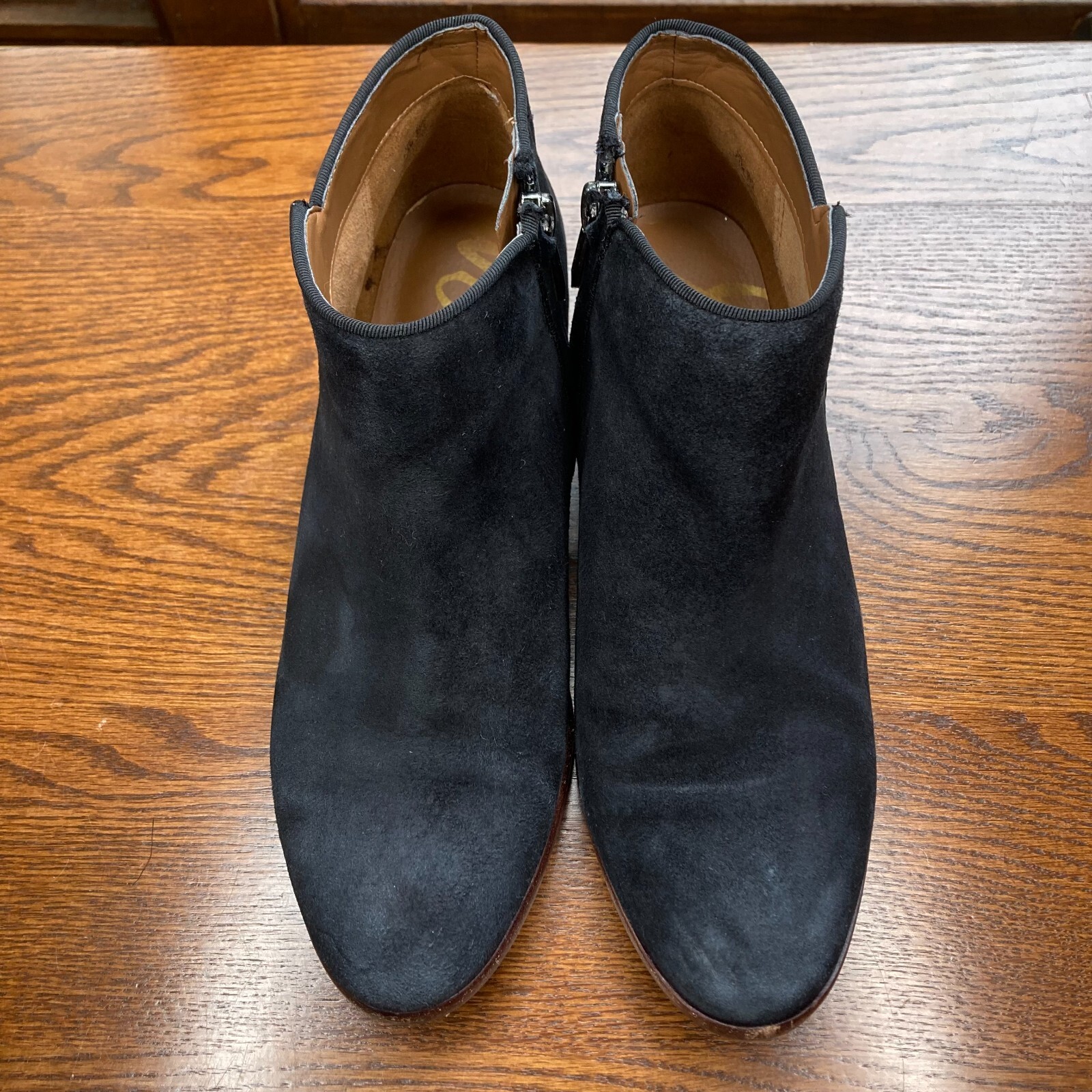 Sam Edelman Petty Block Heel Ankle Bootie Black Suede Leather Boot Womens 7.5
