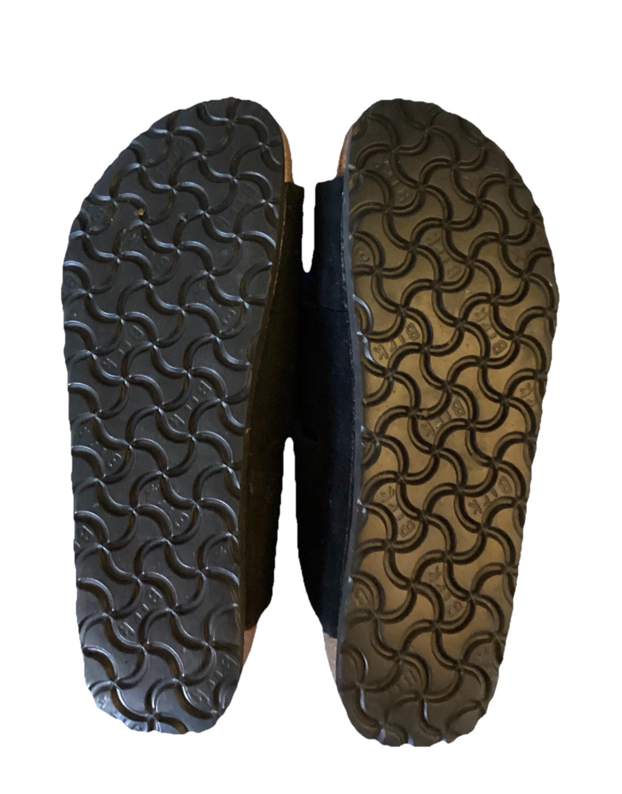 Birkenstock Birkies Sandals Size 7 Medium Black Suede With Brown Footbed