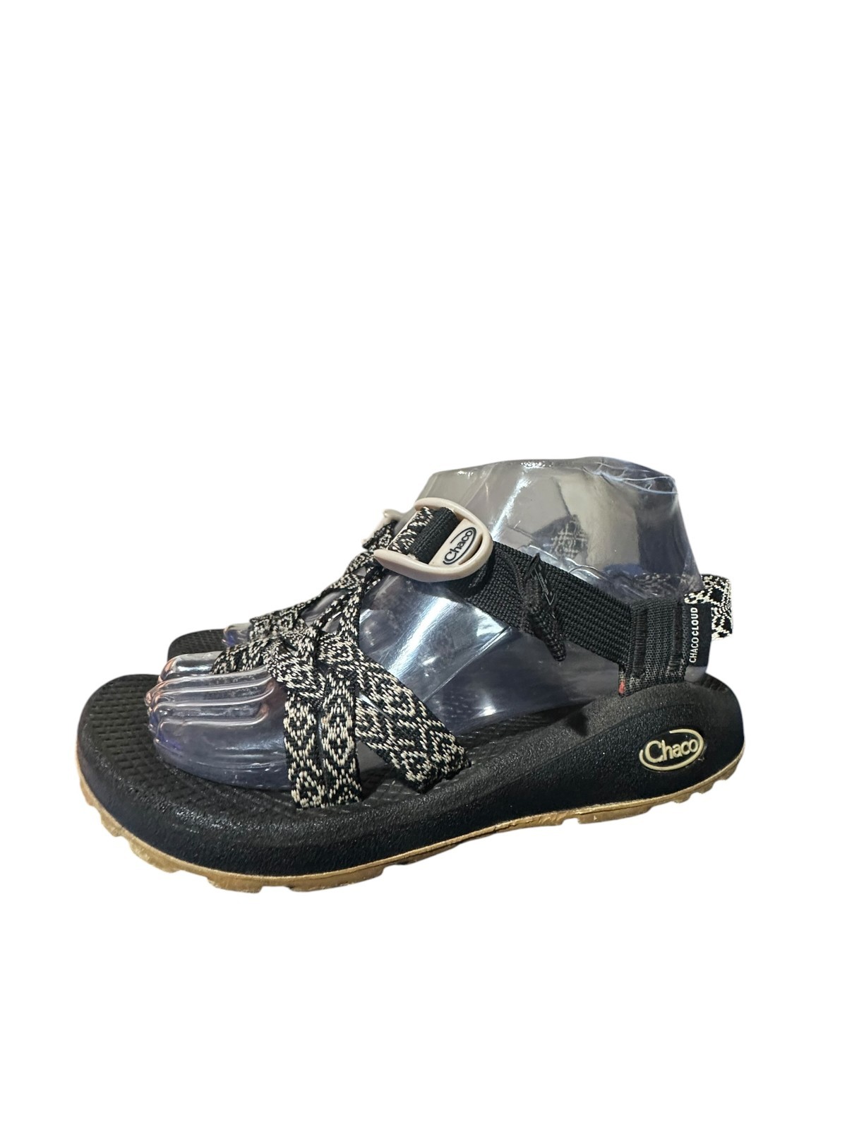 Chaco Z / Cloud X2 Sport Sandal Black White Aztec Adj Strap Toe Loop Womens Sz 7