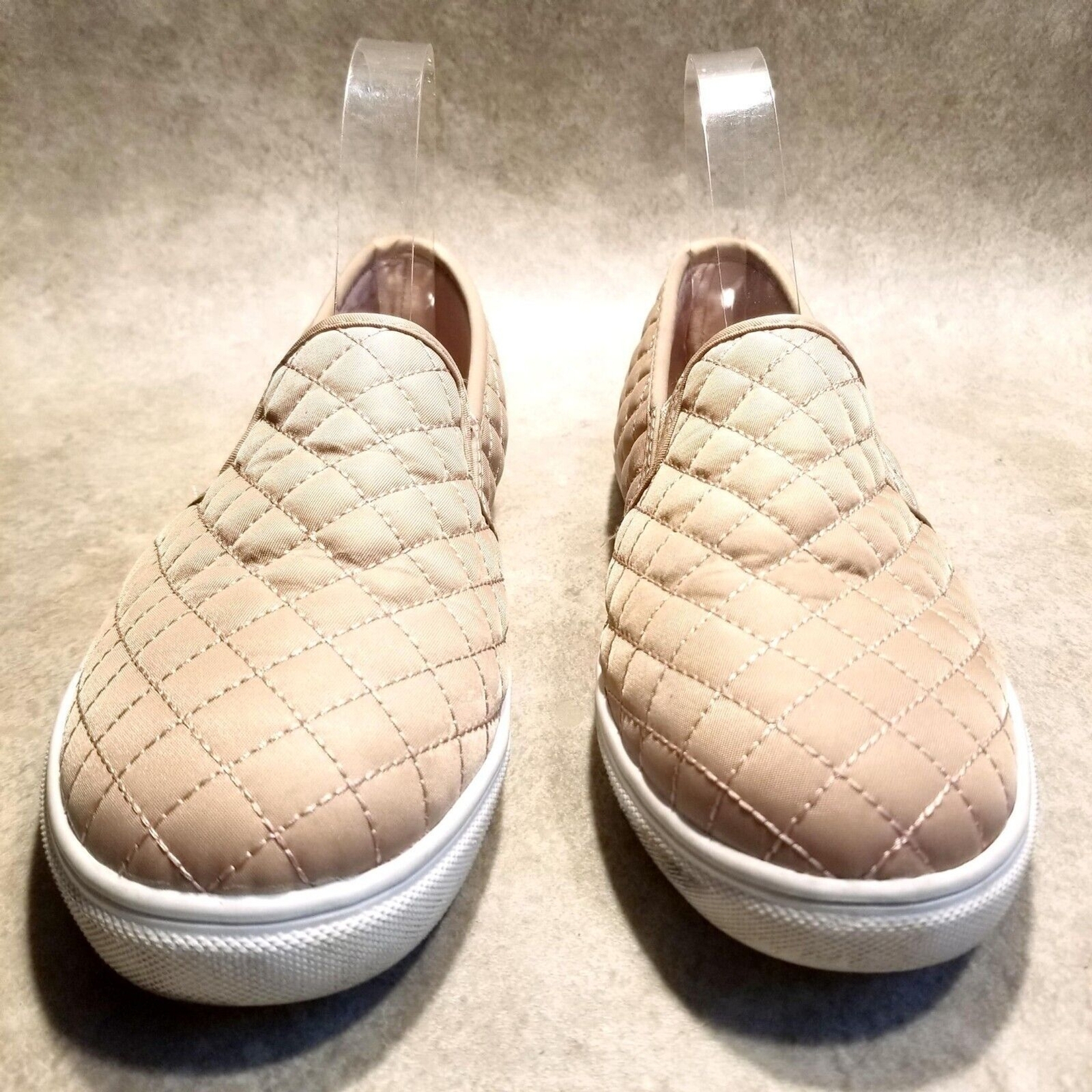 Stevies Womens Size 5 Tan Textile Quilted Slip On Sneaker Flats