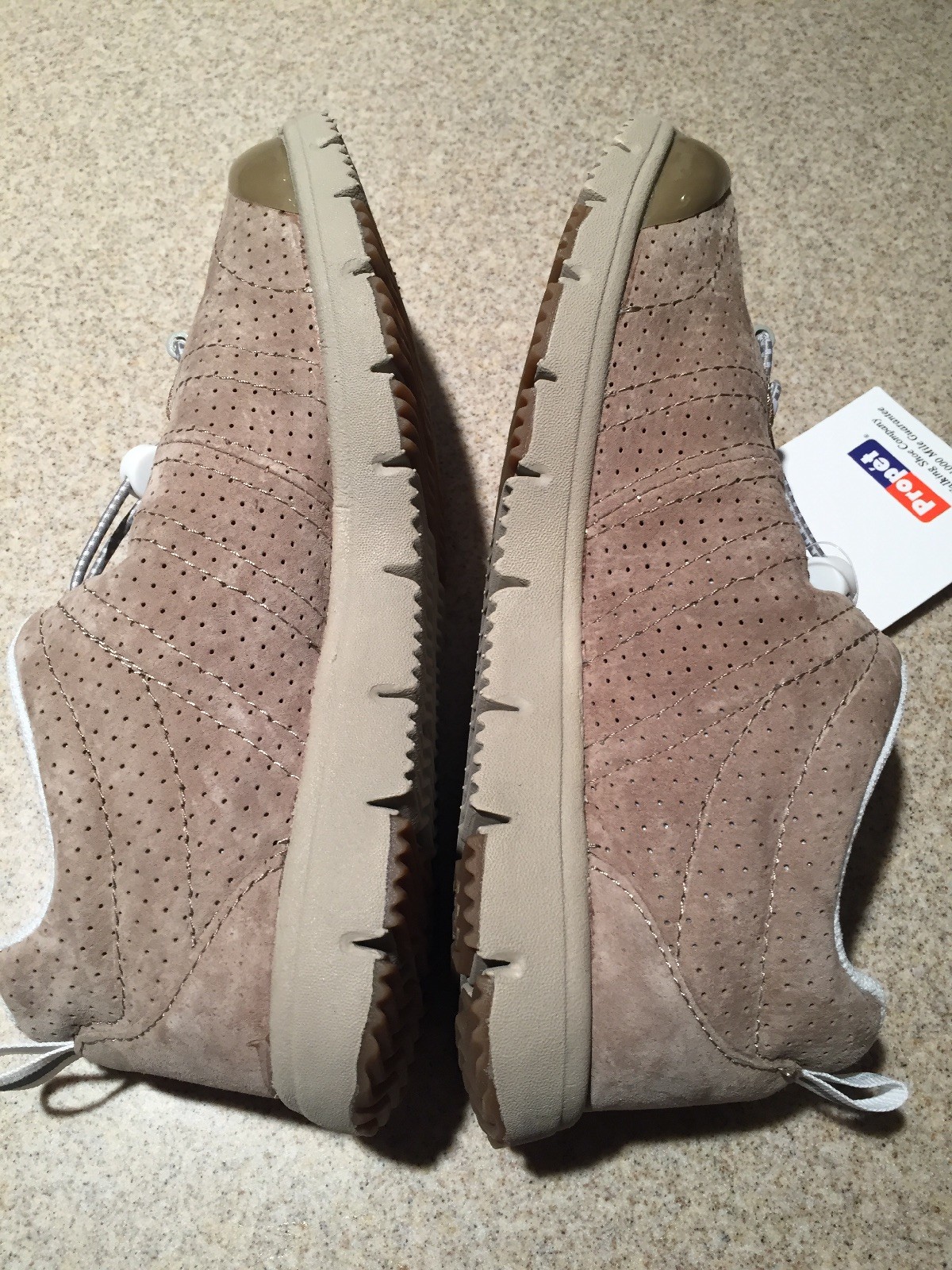 New Propet 3218 Travel Walker Beige Suede Bungee Lace 6