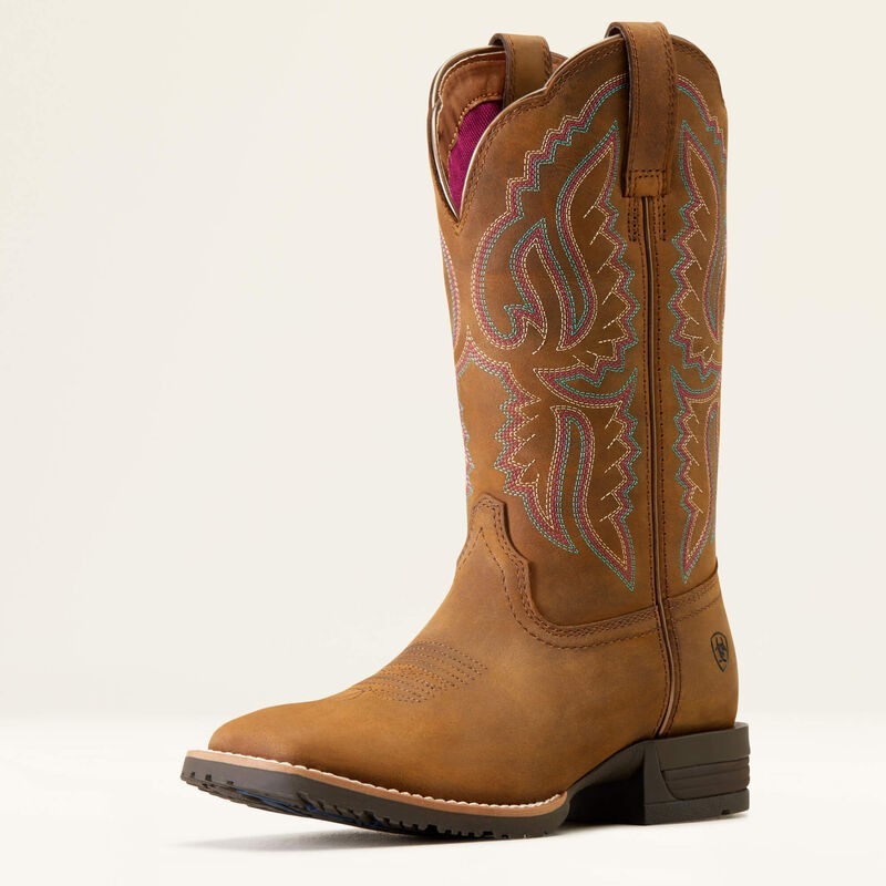 Ariat® (Women’s 6.5 B) Hybrid Ranchwork™ Western Boot in Distressed Tan – $220