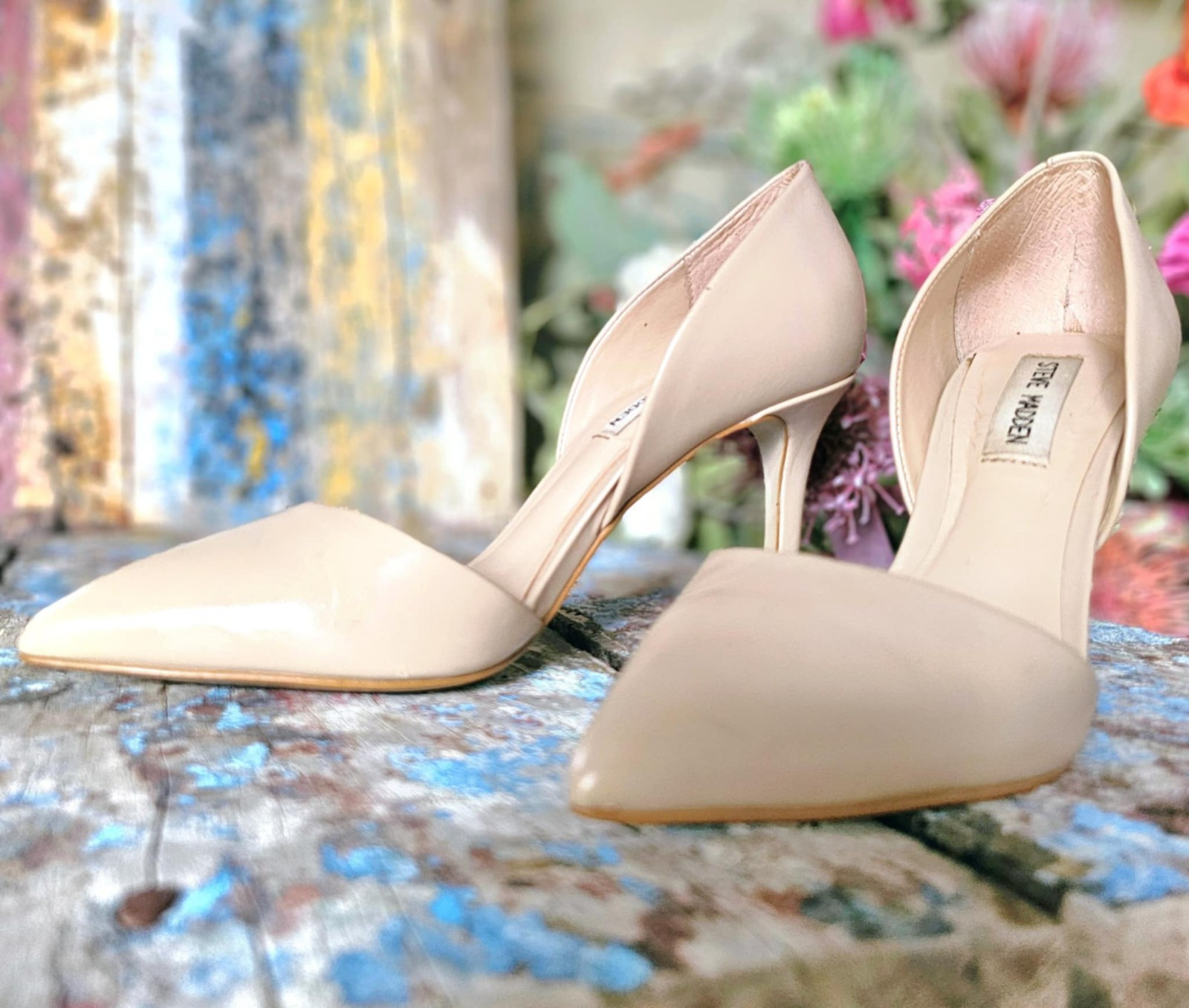 STEVE MADDEN Nude Beige Stilletto Closed Pointed Toe Heels Pumps SIZE AU 6.5 EUC