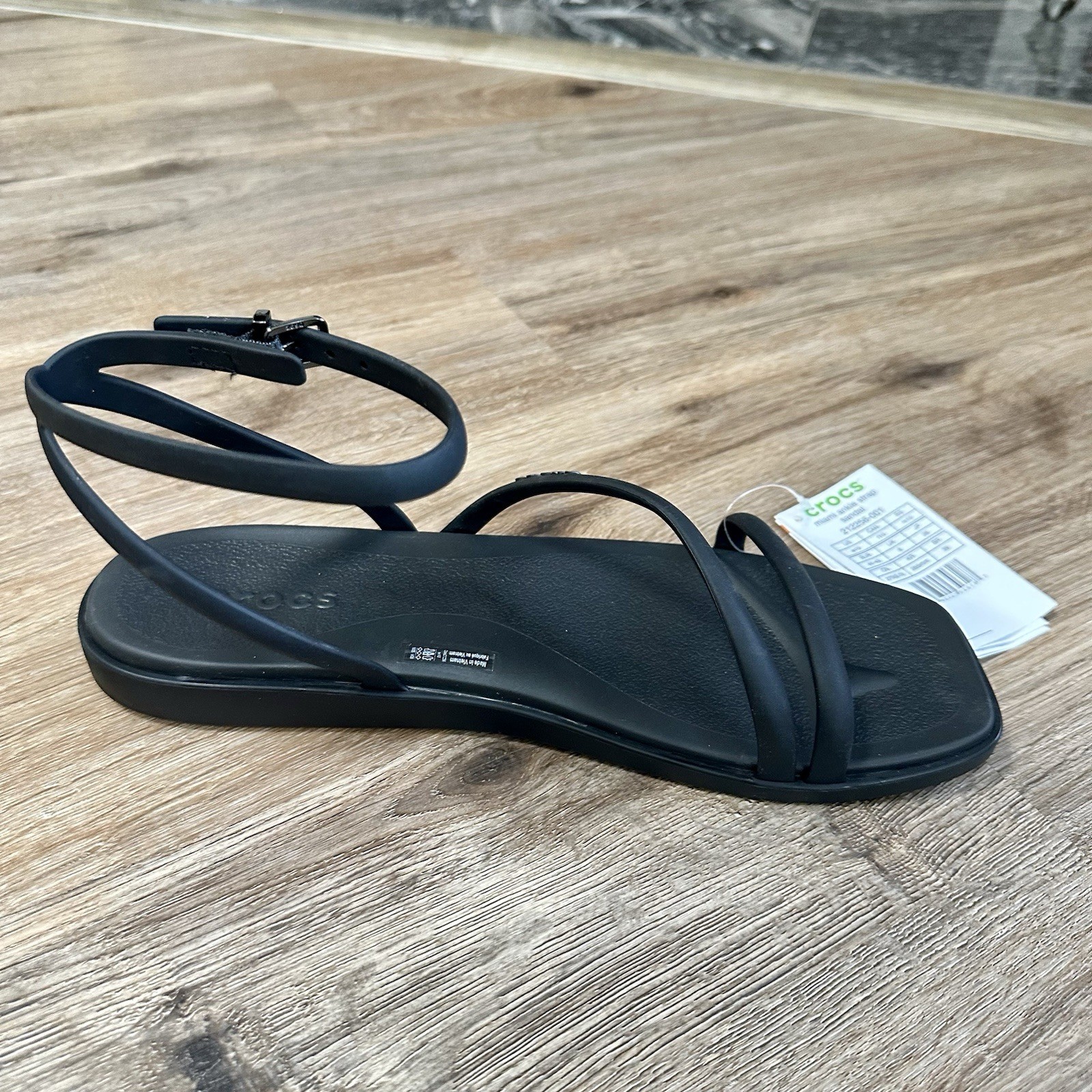 New Black Crocs Women’s 10 Miami Adjustable Ankle Strap Sandals Croslite Foam