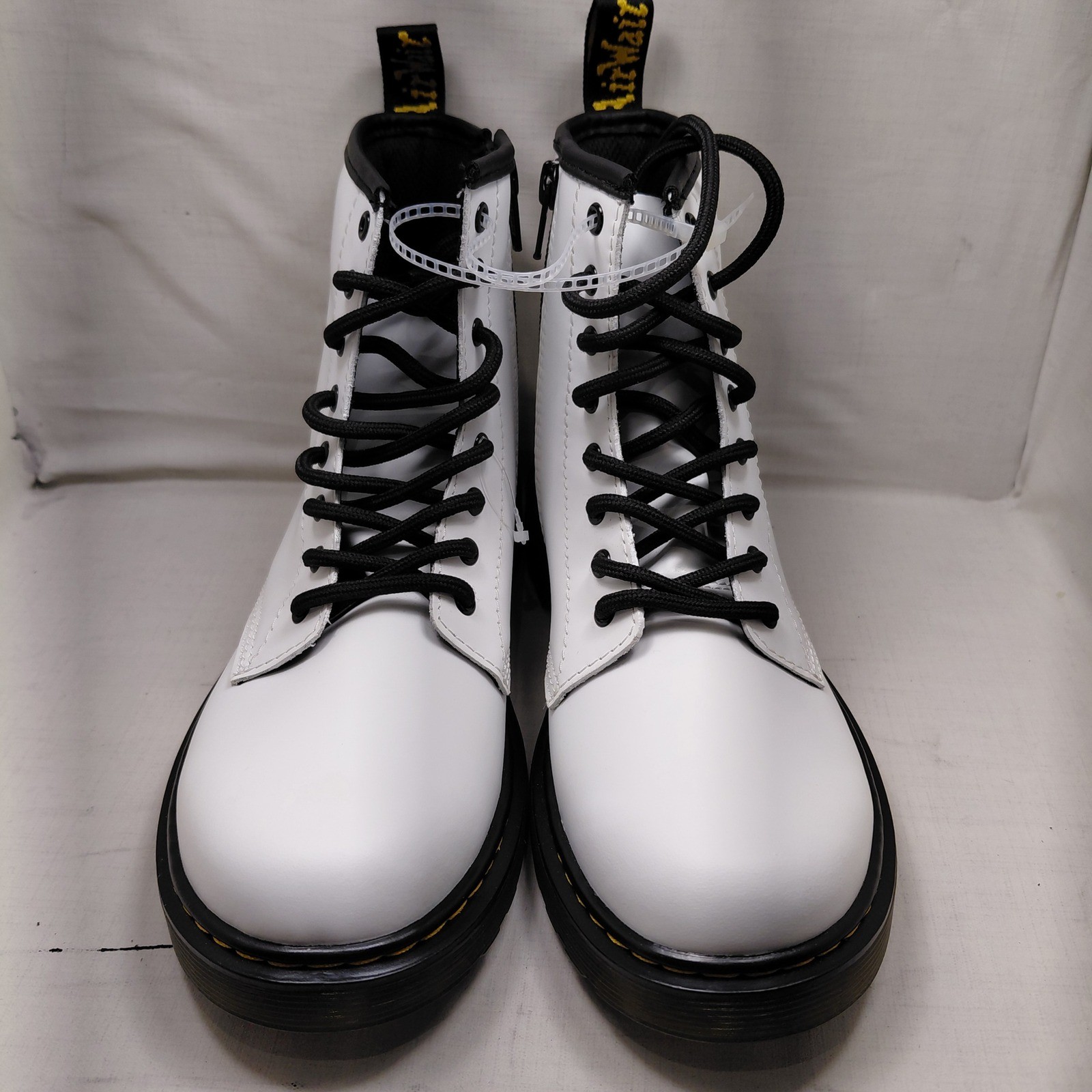 Dr. Martens 1460 J White Leather Lace Up Side Zip Combat Boots US Women 5 1460J