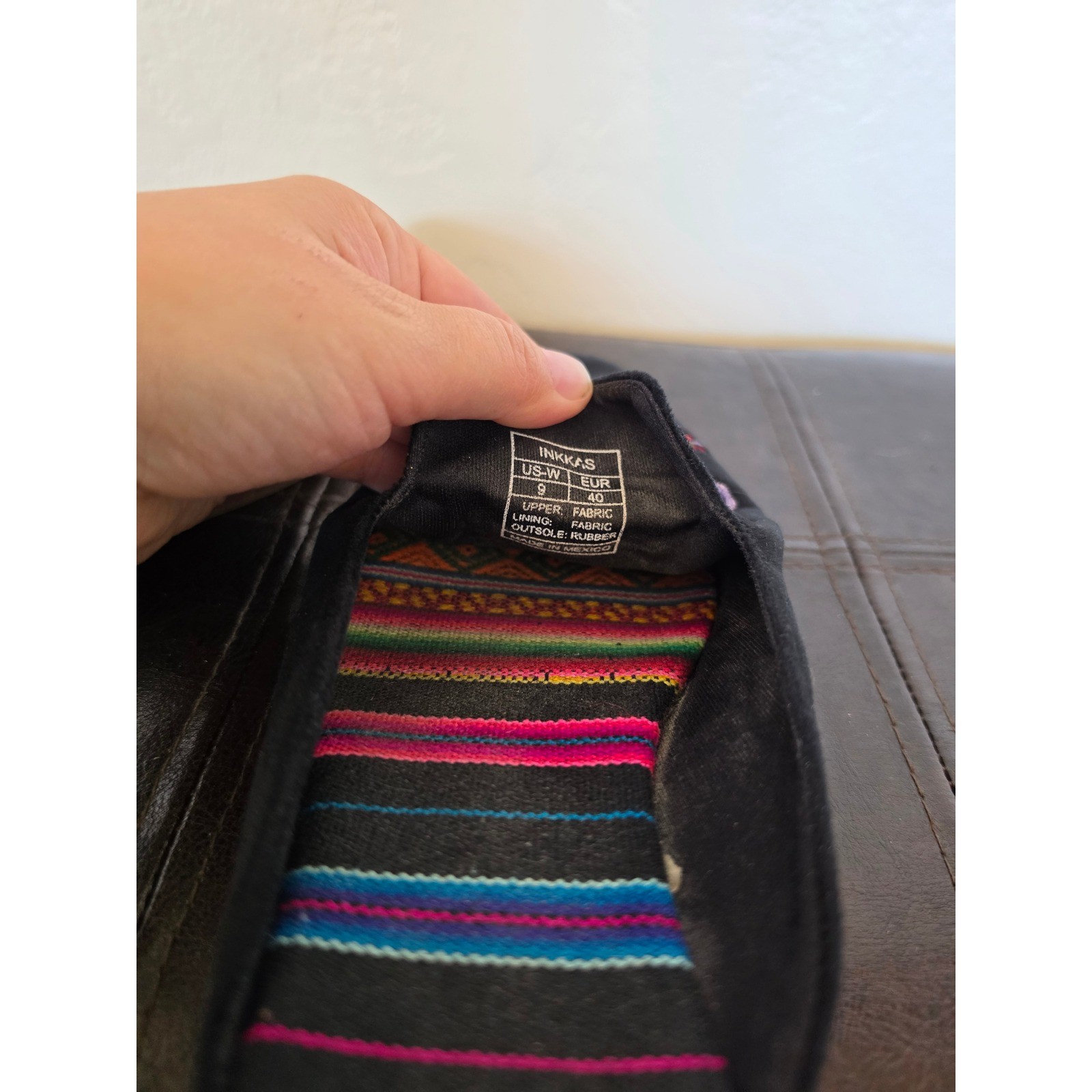 Inkkas Frida Floral Embroidered Boho Cottage Extra Velour Slip on Mules sz 9