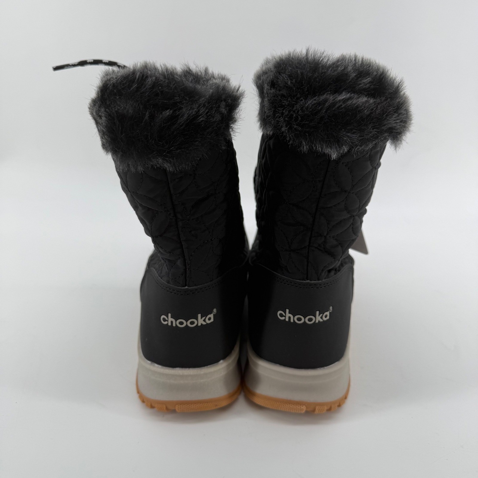 Chooka Belltown Mid Faux Fur Black Winter Snow Boots Insulated Womens 9 NEW