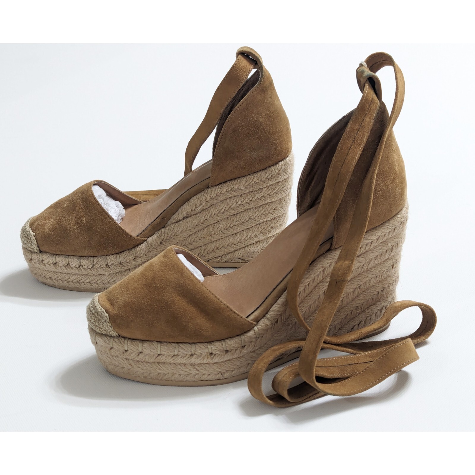 RAYE Dahlia Suede Leather Lace Up Wedge Platform Espadrilles Women’s Size 5.5