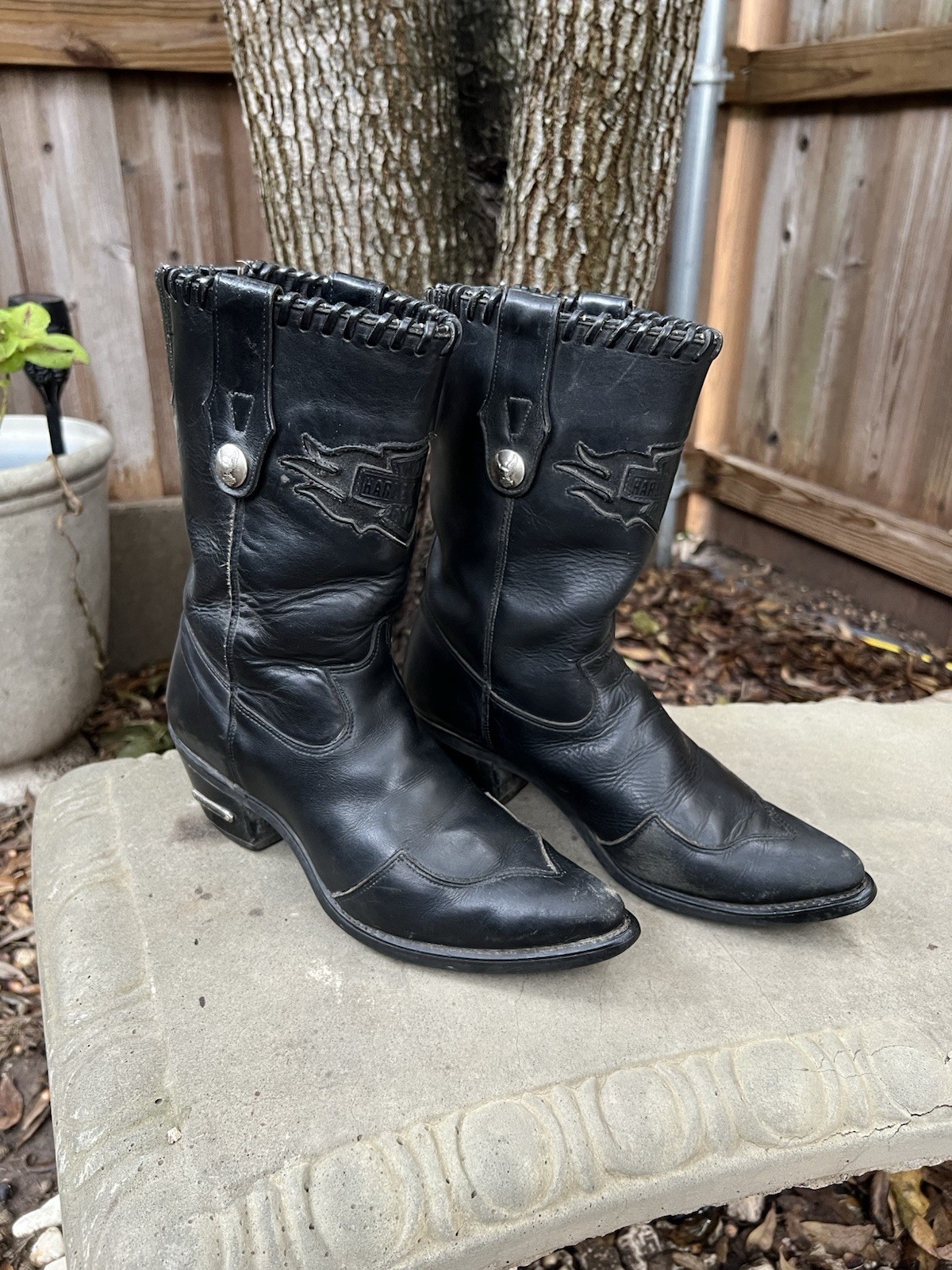 Womens 8.5 M HARLEY DAVIDSON Western Cowgirl Leather Motorcycle Boots 19763 USA
