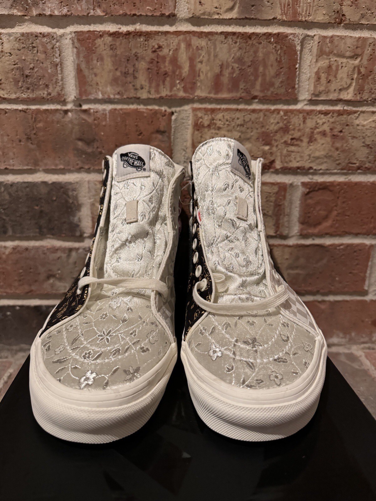 New Vans Sk8-Hi Brocade Floral Patchwork Silk White Sneakers 10 Women 8.5 Men