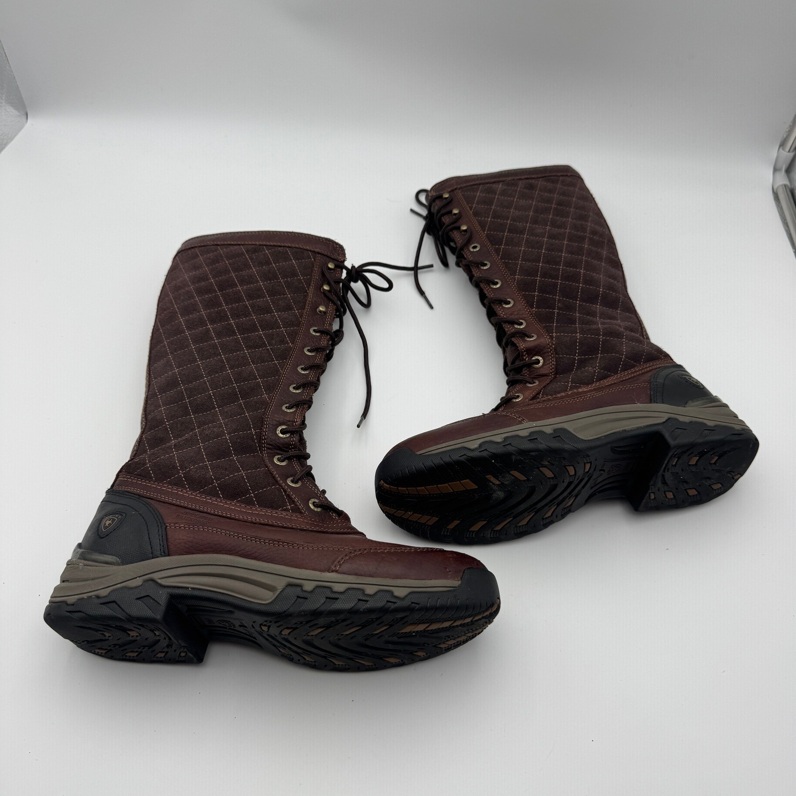 Ariat 10011859 Brown Leather Quilted Tall Lace Up Thinsulate Boots Womens 8B