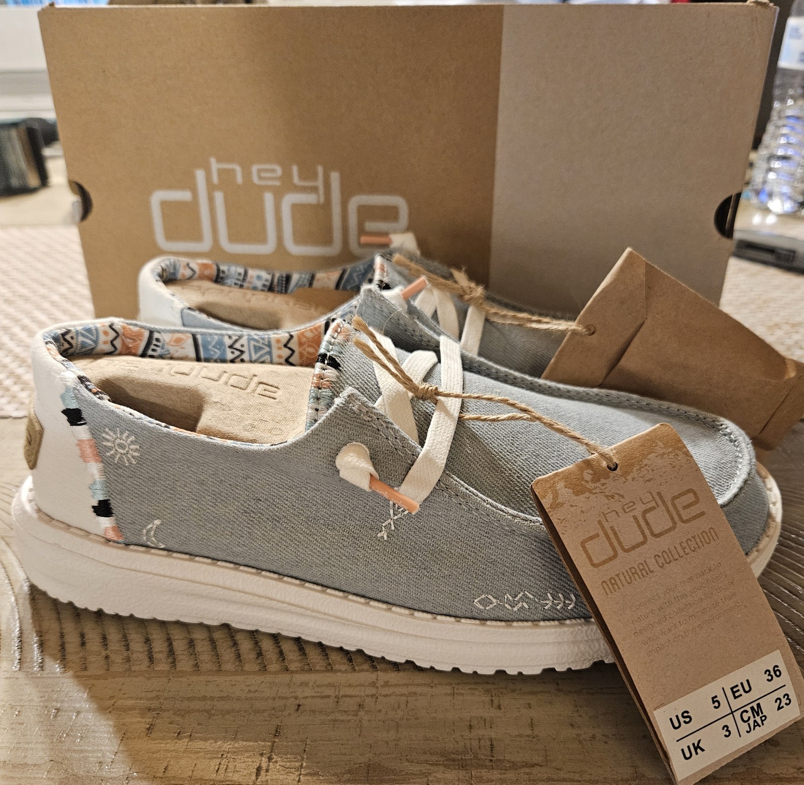 Hey Dude Wendy Boho Light Denim Slip On Casual Women’s Size US 5 New In Box