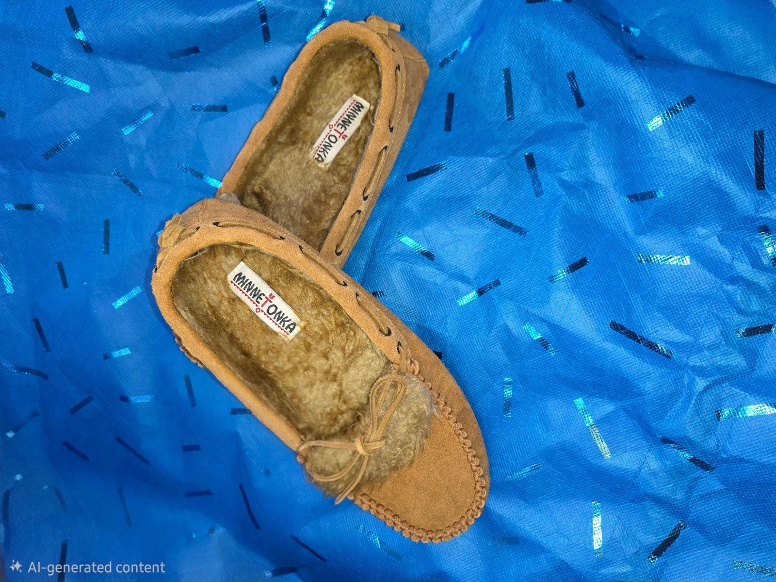 Minnetonka Cally Cinnamon Brown Suede Faux Fur Lined Moccasin Slippers