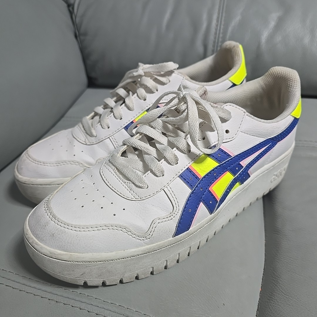 ASICS Japas S Platform White Sneaker Neon Blue Yellow Pink Shoe Women Size 11