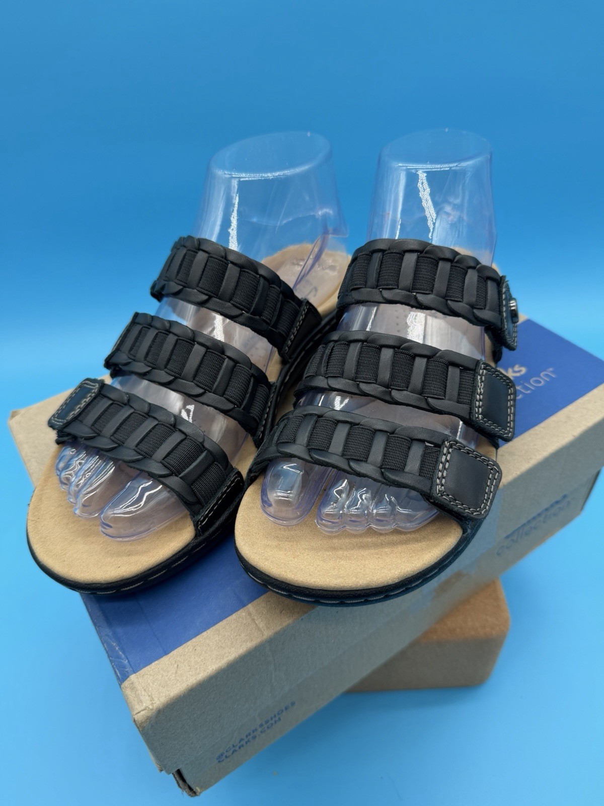 Clarks Laurieann Hope Slip On Women’s Comfort Sandal US 6 M black leather