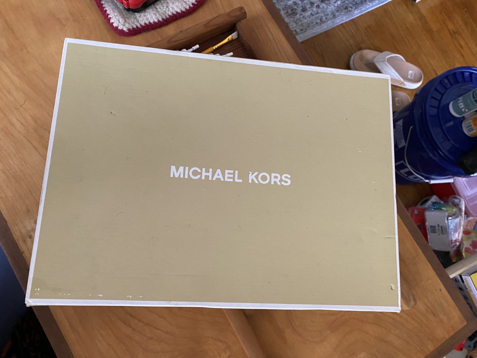 New Michael Kors Damita Espadrille Wedge Sandal platform zip Tangerine & Gold