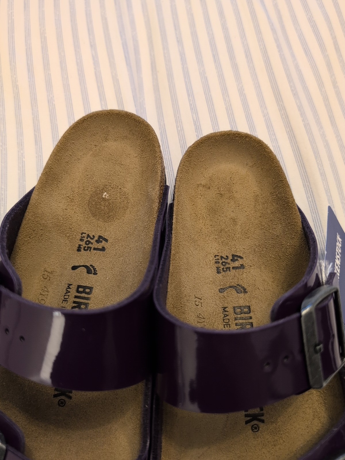 Birkenstock Arizona Plum Purple Birko Flor Patent Narrow Width Women Size 10 New