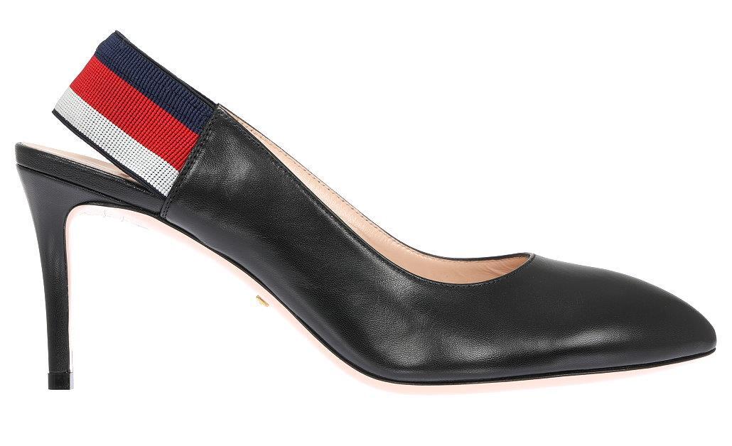 NEW GUCCI WEB SLINGBACK BLACK LEATHER 3.25″ HEELS PUMP SHOES 36/US 6