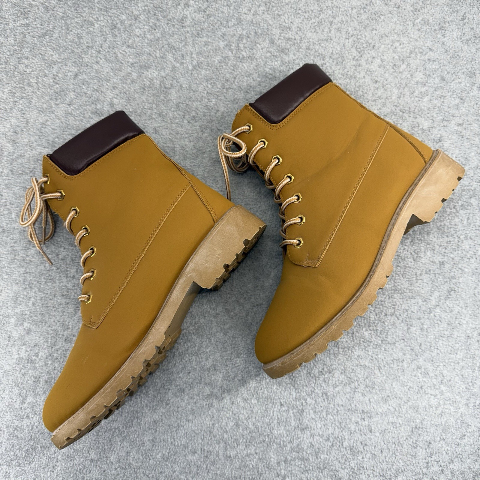 Hiking Work Boots Tan Vegan Leather Women Lace Up Size 8M Charlotte Russe