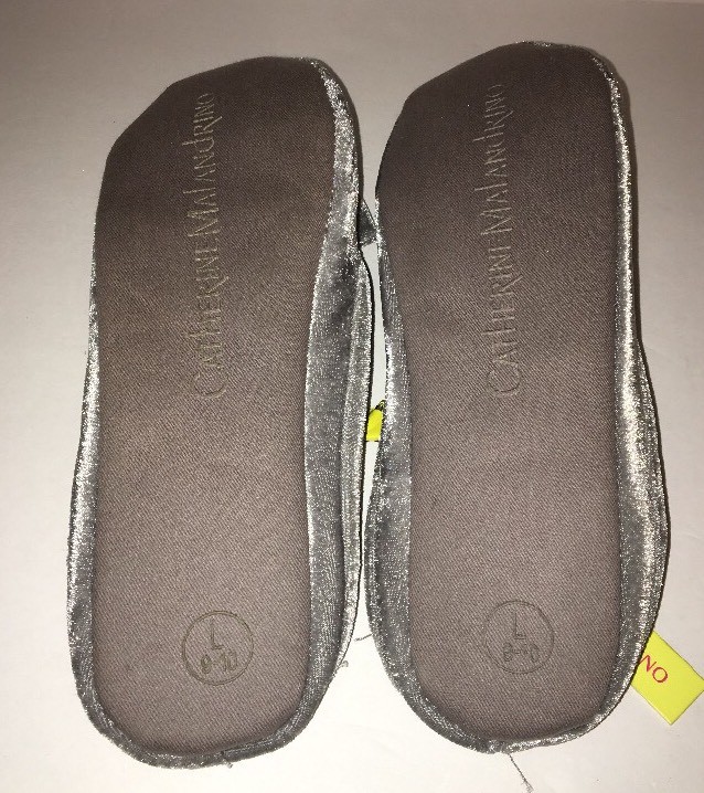Women’s Slippers House Catherine Malandrino Size9-10 Large Velvet Gray W Bow Tie