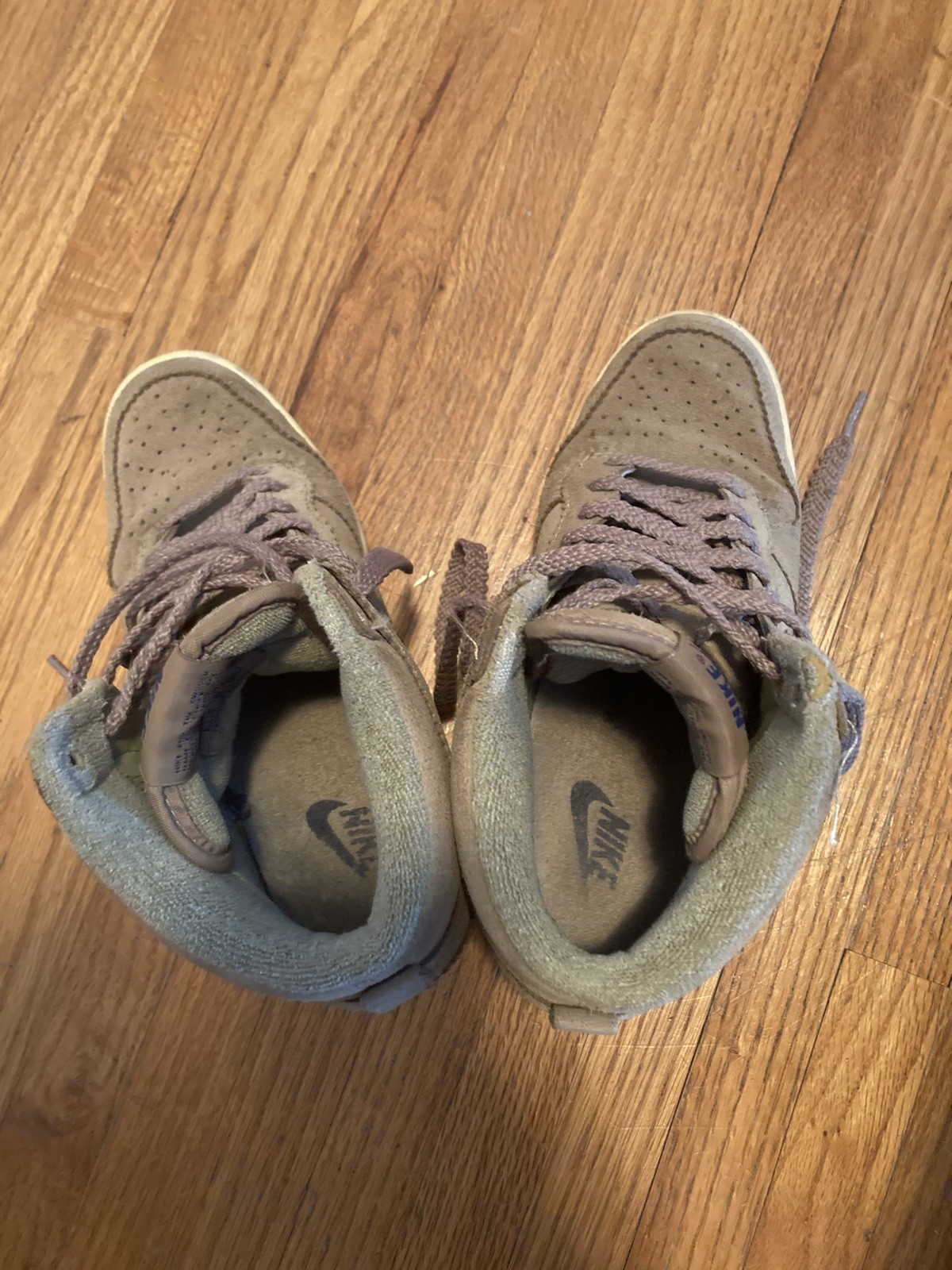 Nike Women’s Dunks Taupe Suede High-Top Wedge Sneaker