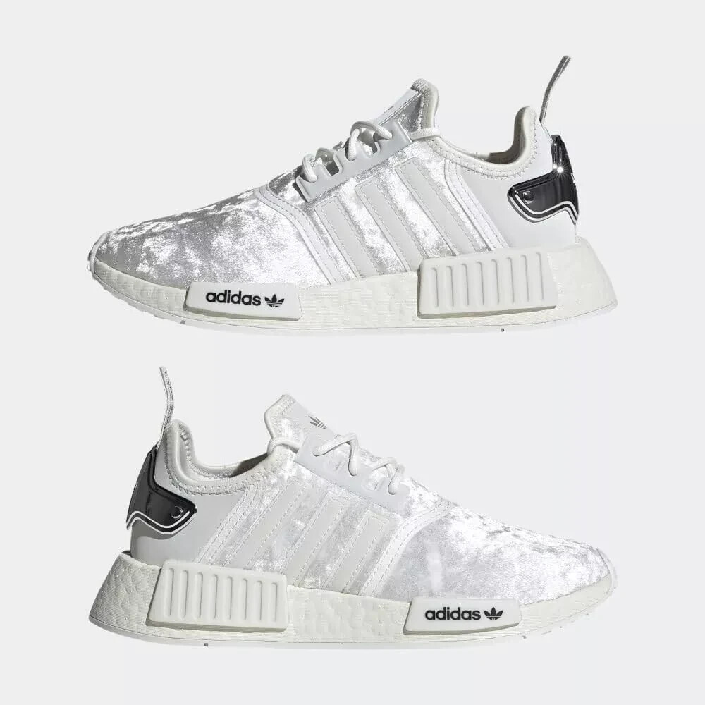 Adidas NMD_R1 Crystal White Silver Sneakers Retro GW5681 Womens Size