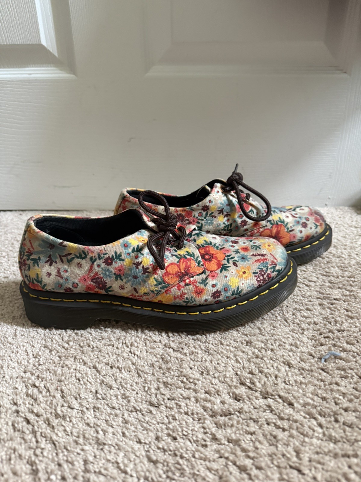 Dr Doc Martens 1461 Wanderlust Canvas 3 Eye Shoe US 8 Taupe Floral Oxford
