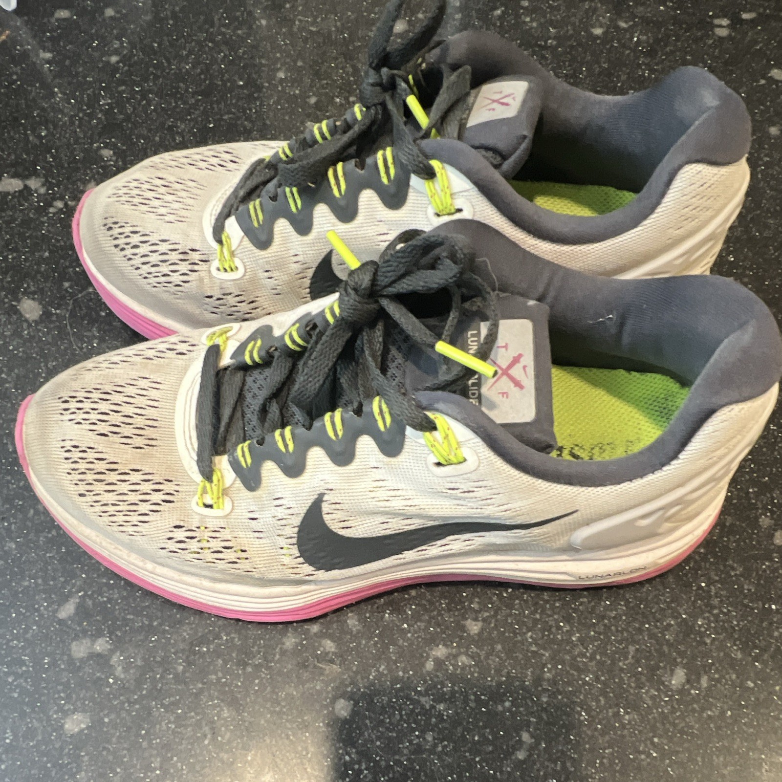 Nike LunarGlide 5 Women’s Running Sneakers Gray/Black/Pink Green size 6.5